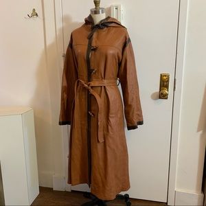 vintage 1970s hooded leather coat